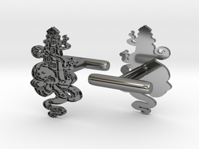 Octopus Lighthouse Cufflinks  in Fine Detail Polished Silver