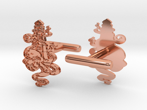 Octopus Lighthouse Cufflinks  in Polished Copper