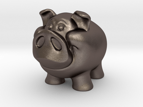 The Great Piggy Bank Adventure in Polished Bronzed-Silver Steel: Small