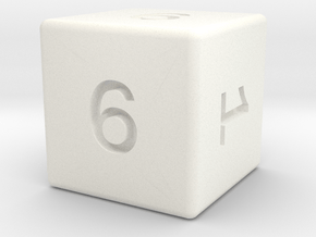 Gambler's D6 in White Smooth Versatile Plastic