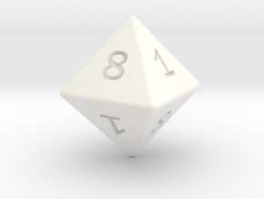 Gambler's D8 in White Smooth Versatile Plastic