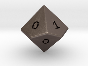 Gambler's D10 (ones) in Polished Bronzed-Silver Steel