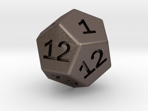 Gambler's D12 in Polished Bronzed-Silver Steel