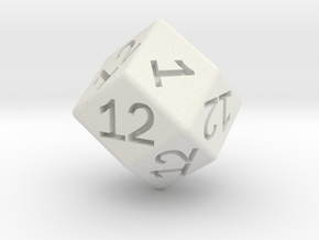 Gambler's D12 (rhombic) in White Natural Versatile Plastic