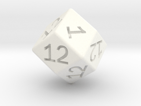 Gambler's D12 (rhombic) in White Smooth Versatile Plastic