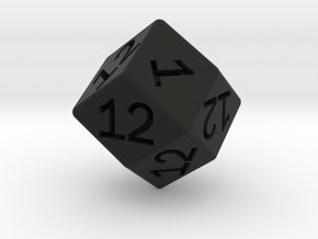 Gambler's D12 (rhombic) in Black Smooth Versatile Plastic