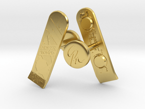 Hoverboards Cufflink Pair in Polished Brass
