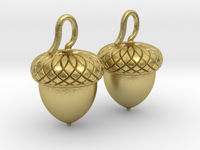 Hazel Nut - Drop Earrings in Natural Brass