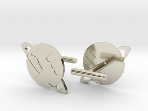 Hitchhikers Guide To The Galaxy Cufflinks (pair)  in 14k White Gold