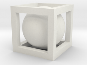 Small Ball In Box in White Natural Versatile Plastic