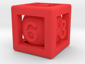 Ball In Cage D6 in Red Smooth Versatile Plastic