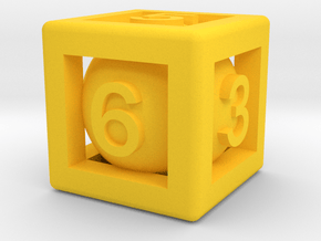Ball In Cage D6 in Yellow Smooth Versatile Plastic