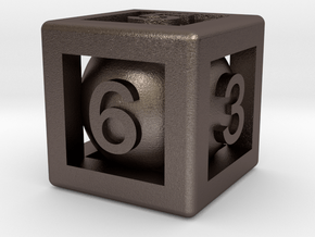 Ball In Cage D6 in Polished Bronzed-Silver Steel