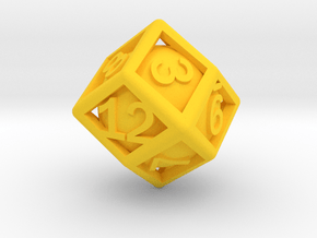 Ball In Cage D12 (rhombic) in Yellow Smooth Versatile Plastic