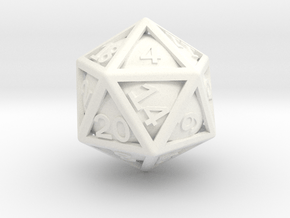 Ball In Cage D20 in White Smooth Versatile Plastic