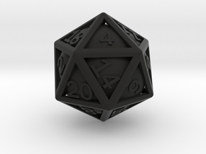 Ball In Cage D20 in Black Smooth Versatile Plastic