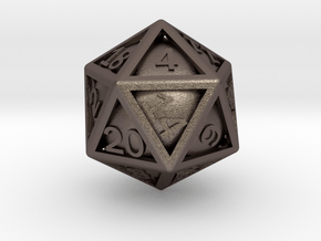 Ball In Cage D20 in Polished Bronzed-Silver Steel