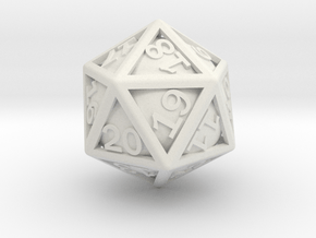 Ball In Cage D20 (spindown) in White Natural Versatile Plastic: Small