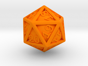 Ball In Cage D20 (spindown) in Orange Smooth Versatile Plastic: Small