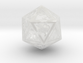 Ball In Cage D20 (spindown) in Clear Ultra Fine Detail Plastic: Small