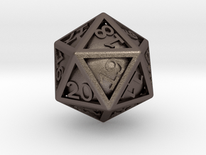 Ball In Cage D20 (spindown) in Polished Bronzed-Silver Steel: Small