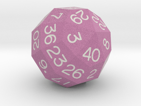 d40 Lentahedron (Dark Pink) in Natural Full Color Nylon 12 (MJF)