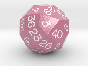 d40 Lentahedron (Dark Pink) in Smooth Full Color Nylon 12 (MJF)