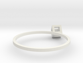 Cube Wireframe Ring in White Natural Versatile Plastic