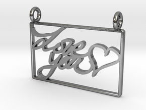 Love you Custom Pendant in Polished Silver