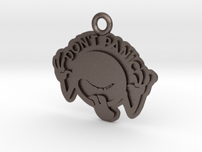 Don’t Panic Top Ring Pendant in Polished Bronzed-Silver Steel