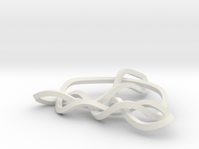 3D Mobius Trinity Knot in White Natural Versatile Plastic