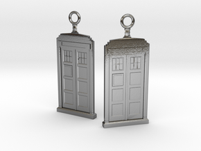 Pride TARDIS earring pendants in Polished Silver