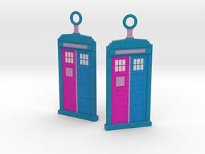 Pride TARDIS earring pendants in Standard High Definition Full Color