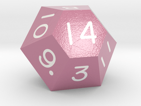 d14 Truncated Hexagonal Dipyramid (Dark Pink) in Smooth Full Color Nylon 12 (MJF)