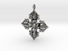 Double Dorje Buddhist Pendant Gift pendant jewelry in Antique Silver