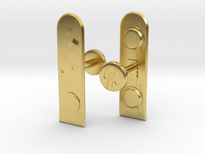 Hover Board Cufflink (pair)  in Polished Brass