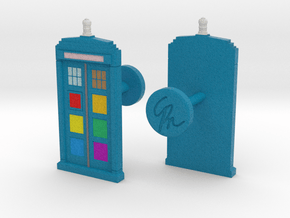 TARDIS Pride Cufflinks in Natural Full Color Nylon 12 (MJF): d00