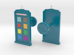 TARDIS Pride Cufflinks in Smooth Full Color Nylon 12 (MJF)