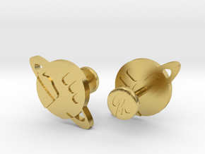 Hitchhikers Guide to the Galaxy Pride Cufflinks in Polished Brass