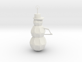 Snow Man Ornament in White Natural Versatile Plastic