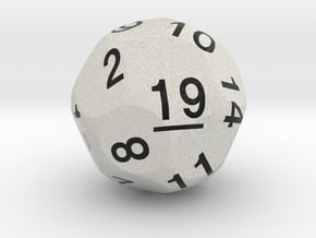 d19 Sphere Dice "Clubhouse Bar" (White) in Natural Full Color Sandstone