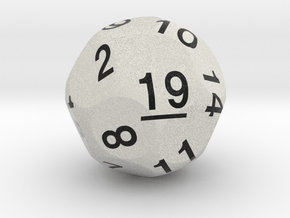 d19 Sphere Dice "Clubhouse Bar" (White) in Natural Full Color Nylon 12 (MJF)