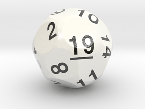 d19 Sphere Dice "Clubhouse Bar" (White) in Smooth Full Color Nylon 12 (MJF)