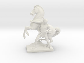 Horse and Rider in White Natural Versatile Plastic: Medium