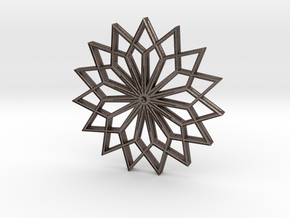 15 point snowflake pendant 49mm in Polished Bronzed-Silver Steel