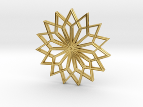 15 point snowflake pendant 49mm in Polished Brass