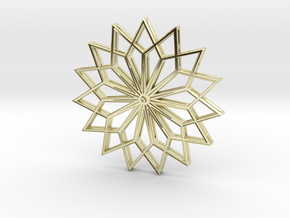 15 point snowflake pendant 49mm in 14k Gold Plated Brass