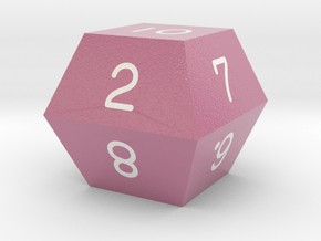 Fourfold Polyhedral d10 (Dark Pink) in Smooth Full Color Nylon 12 (MJF)