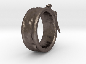 Dragon Ring in Polished Bronzed-Silver Steel