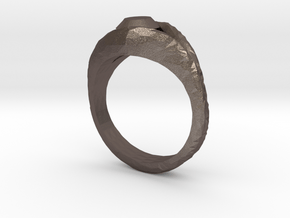 Ring with mock diamond in Polished Bronzed Silver Steel